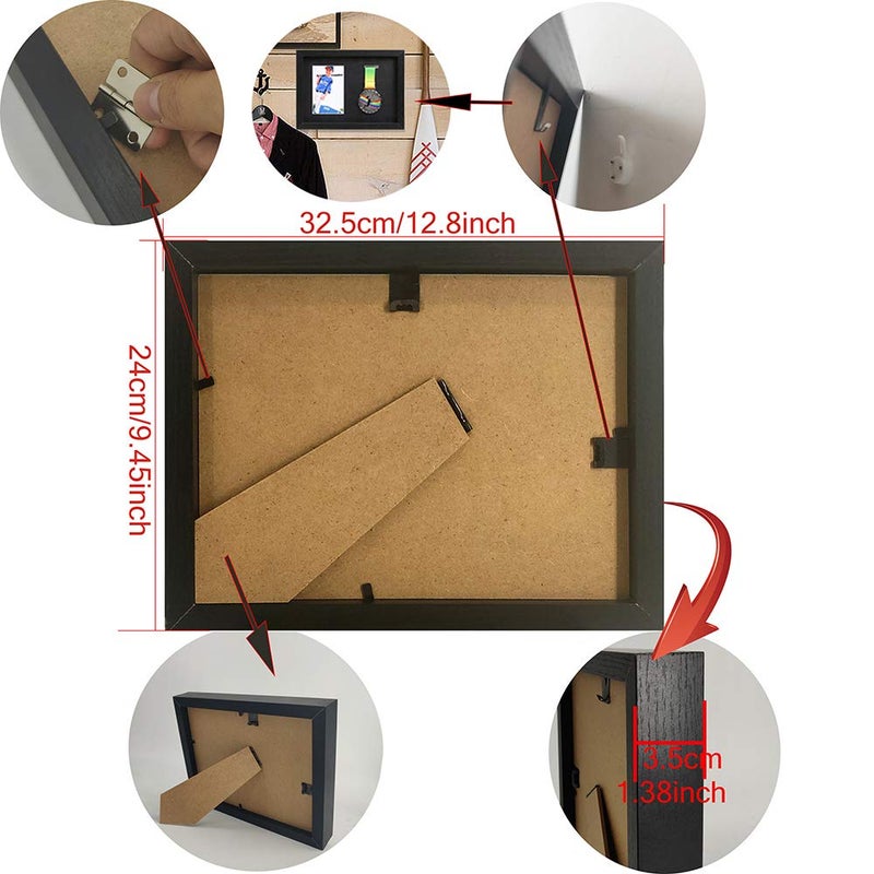 IHEIPYE Medal Display Shadow Box - 3 Medal Display Case - Perfect for Runners, Marathon, Race Winner, Soccer, Football, Gymnastics & All Sports (Black, A4) - Image 4